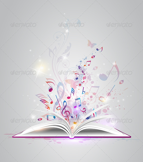 Open Book with Notes - Backgrounds Decorative