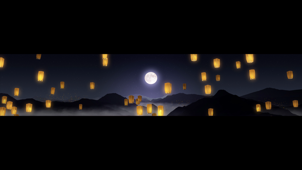 Flying Lanterns Night Background alt