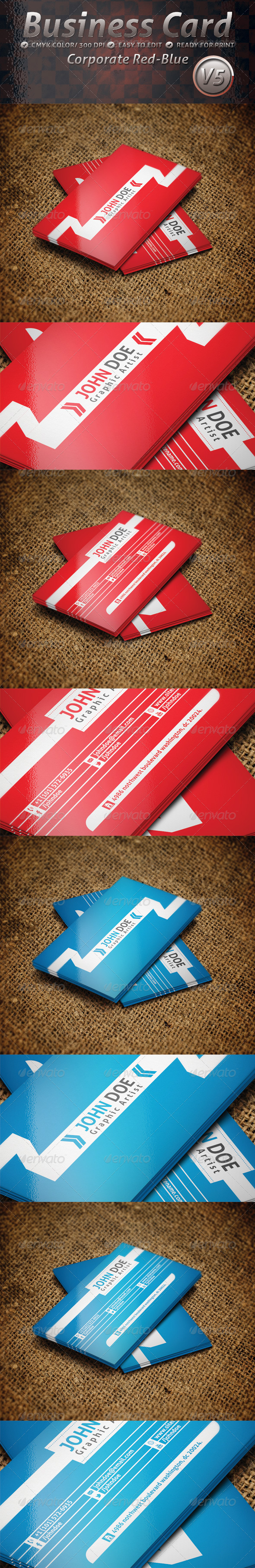 Business Card Corporate Red and Blue V5 - Corporate Business Cards
