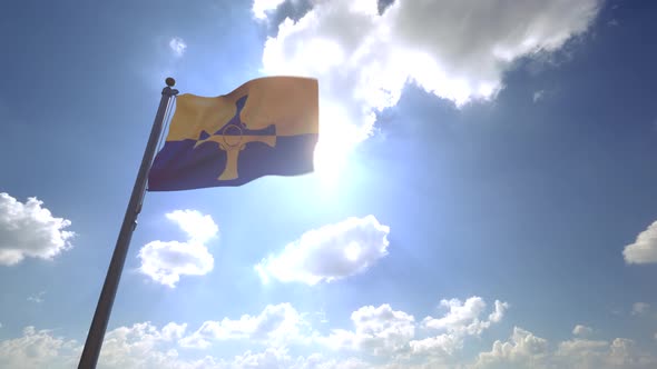 Durham County Flag (UK) on a Flagpole V4 - 4K