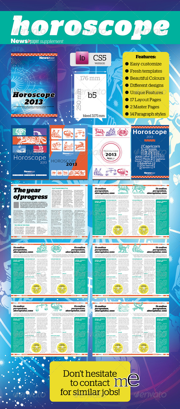 16 pages Horoscop Supplement For News.paper - Newsletters Print Templates