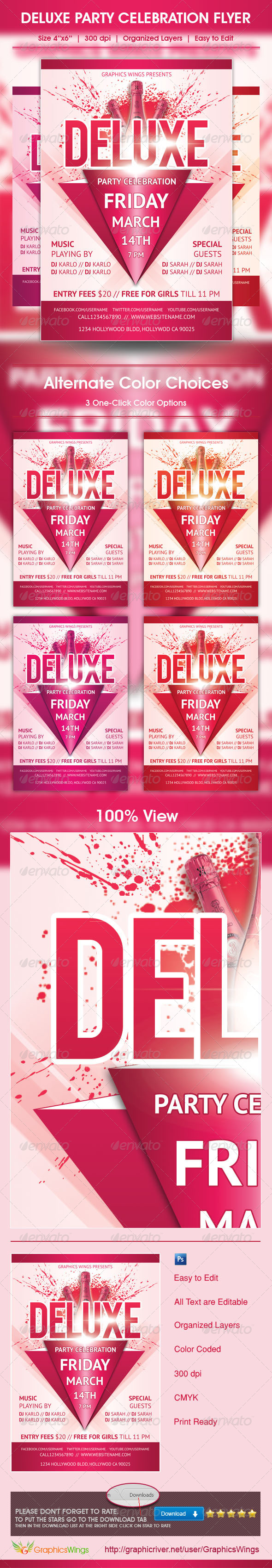 Deluxe Party Celebration Flyer Template - Clubs & Parties Events