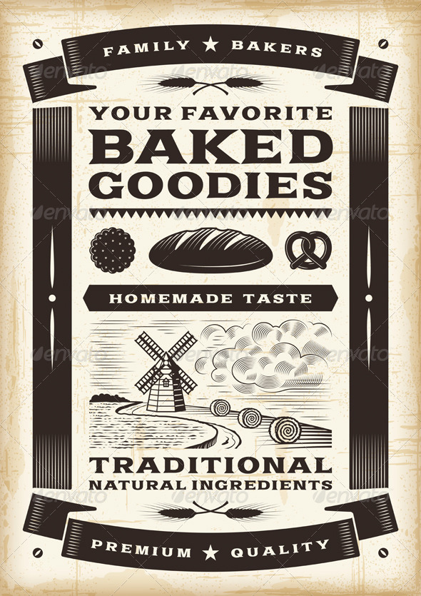 Vintage Bakery Poster - Food Objects