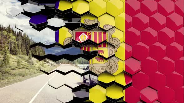 Andorra Flag Hexagon Transition - 4K Resolution alt