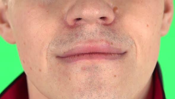 Male Mouth Close Up, Macro Portrait. alt