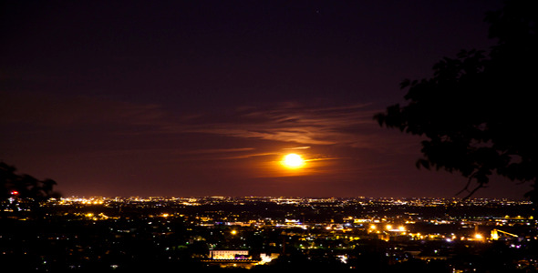 Moonrise Over City