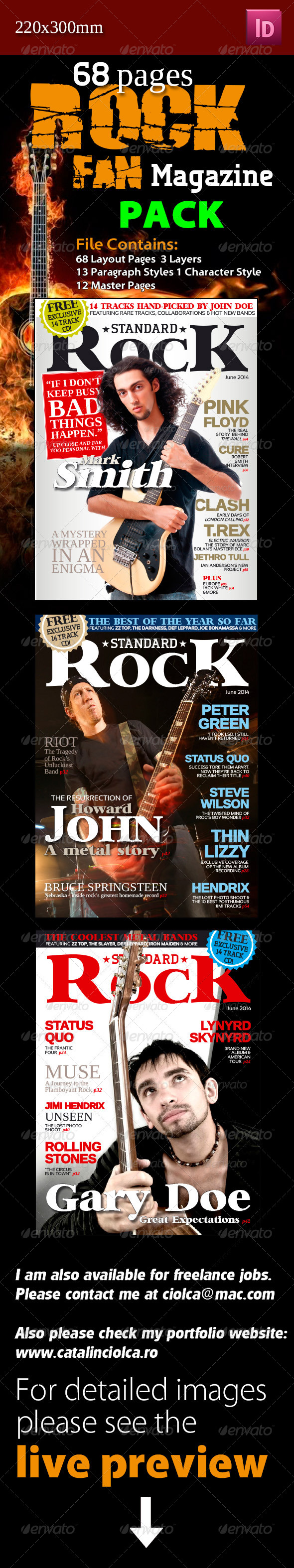 68 Pages Rock Fan Magazine Pack - Magazines Print Templates