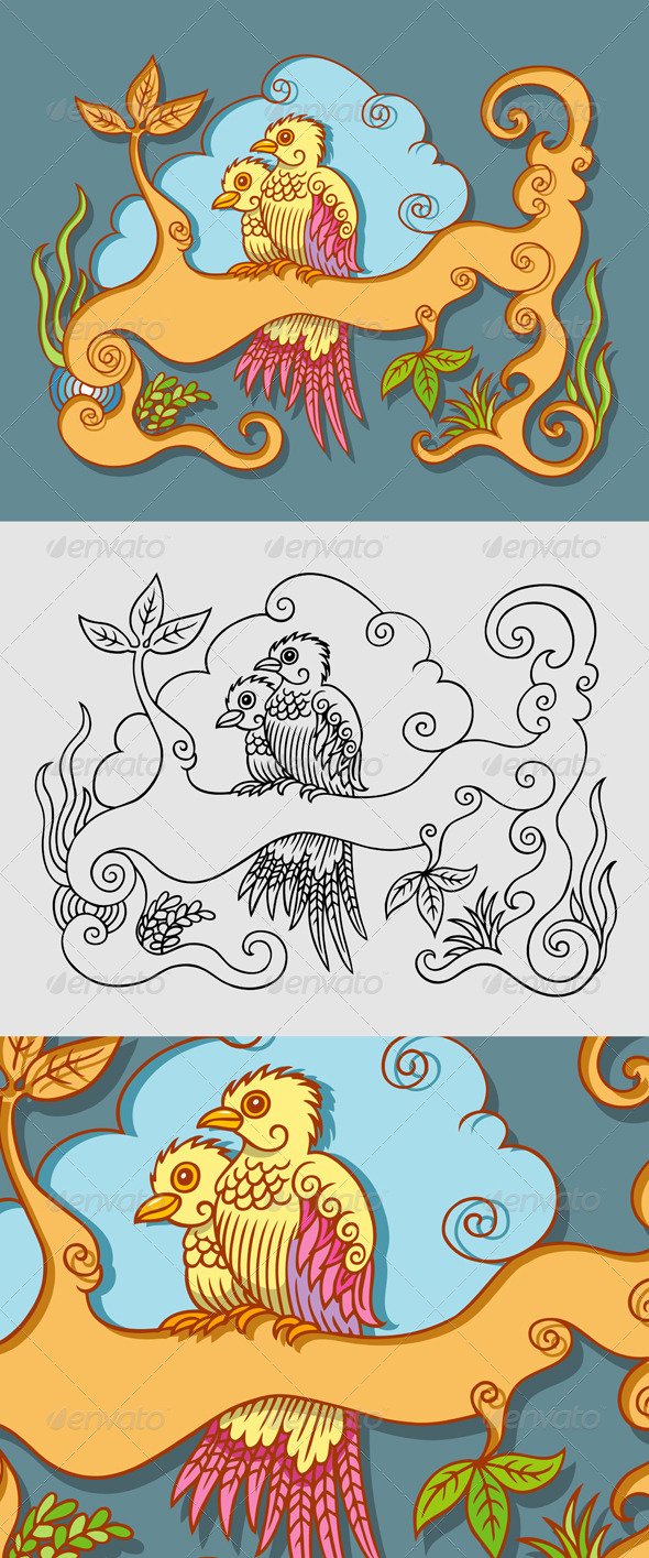 Two Birds Decorative - Decorative Symbols Decorative