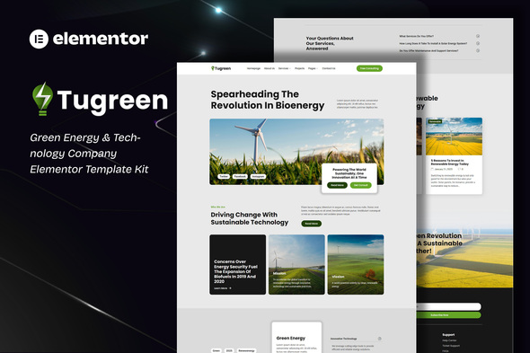 Tugreen - Green Energy & Technology Company Elementor Template Kit