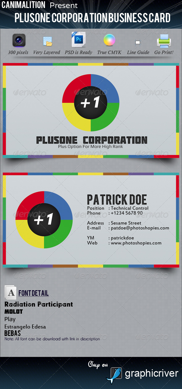 PlusOne Corporation Business Cards - Corporate Business Cards