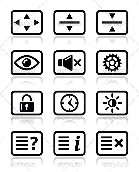 Computer TV Monitor Screen Icons Set - Computers Technology