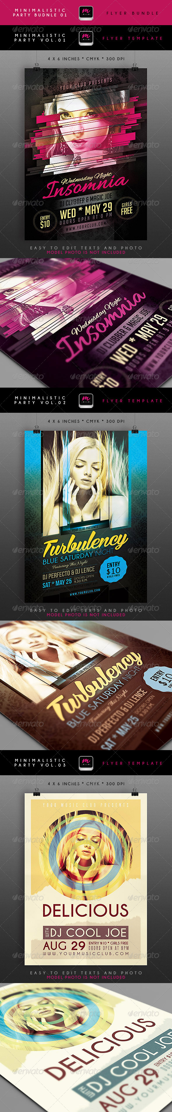 Minimalistic Party Flyers Bundle 1 - Clubs & Parties Events