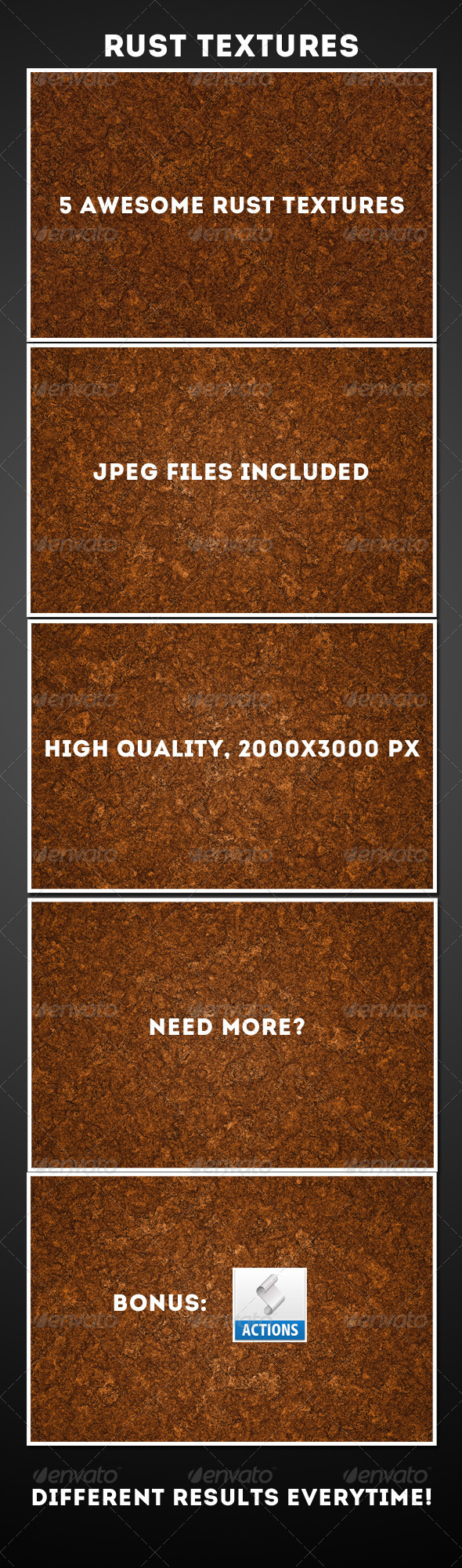 5 Rust Texture + Action pack - Industrial / Grunge Textures