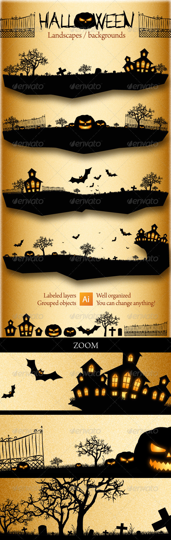 Halloween Landscapes / Backgrounds - Backgrounds Decorative