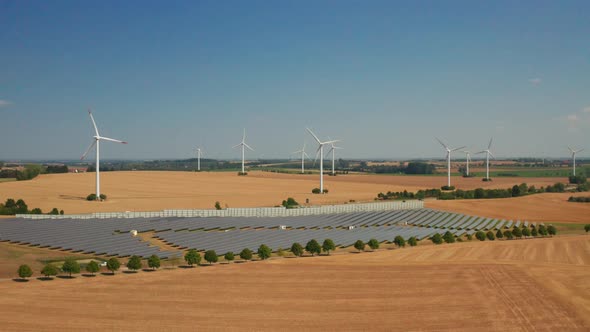 Solar panels and wind turbines in Germany