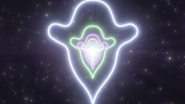 Scary Ghost Outline Shape Spooky Halloween Neon Light Tunnel Dark Sky alt
