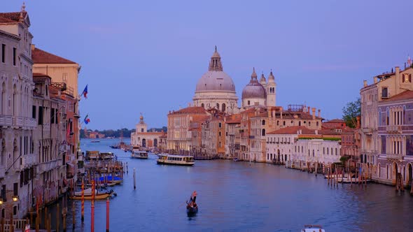 View of Venice Grand Canal and Santa Maria Della Salute Church in the Evening alt
