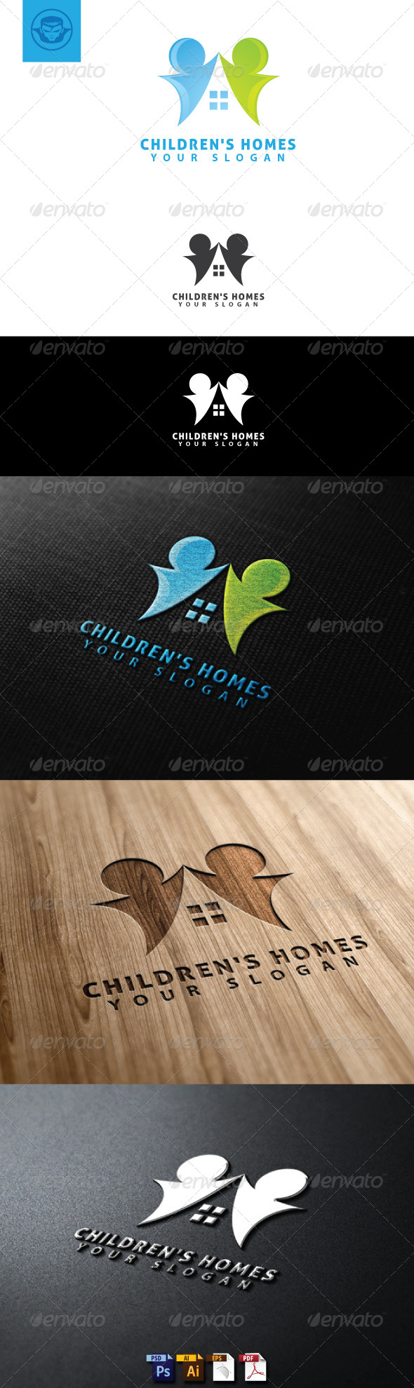 Children Homes Logo Template - Humans Logo Templates