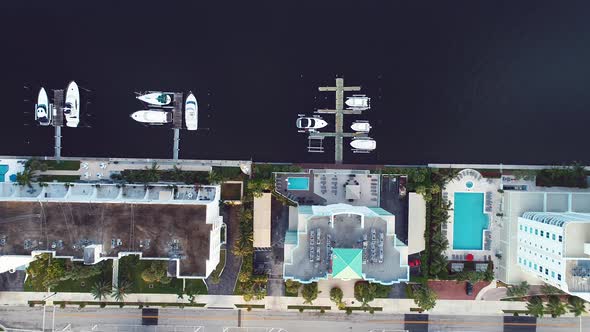 Panning wide landscape of coast city of Miami Florida United States alt