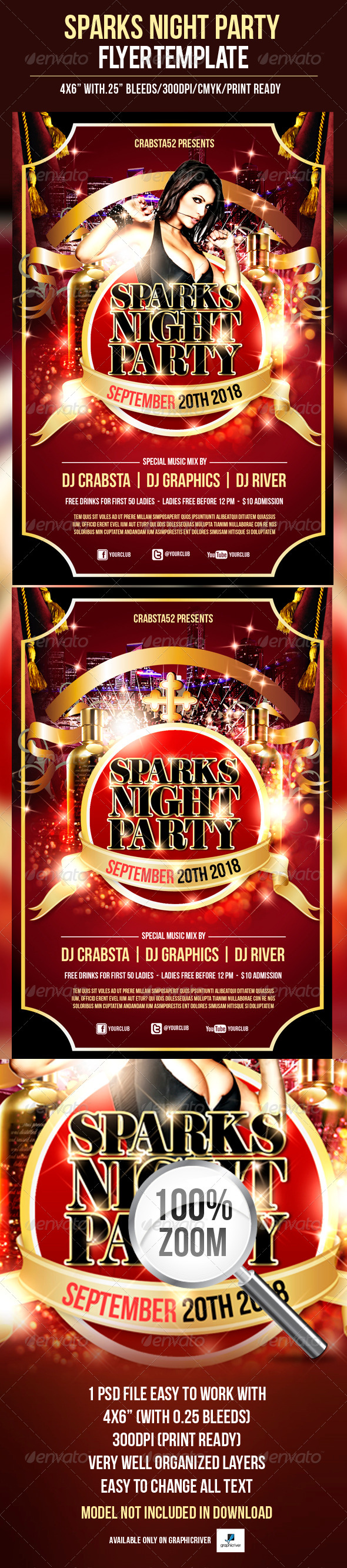 Sparks Night Party Flyer Template - Clubs & Parties Events