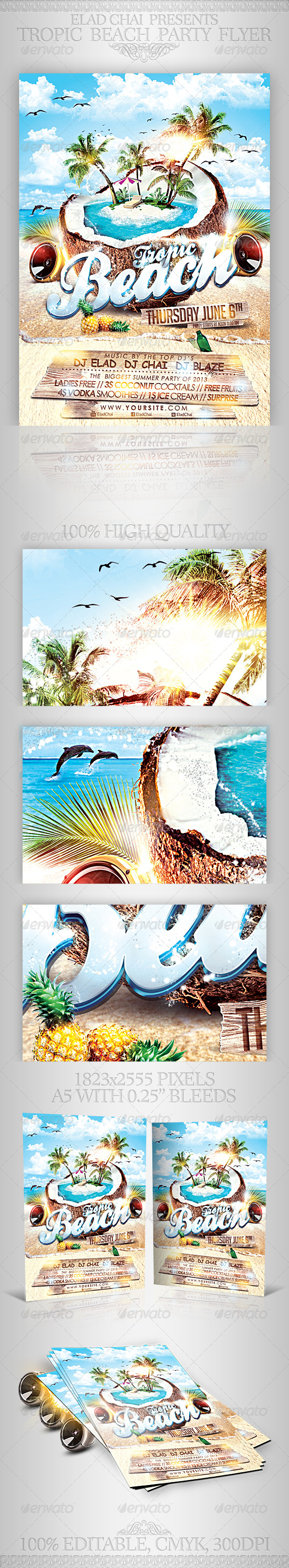 Tropic Beach Summer Party Flyer Template - Clubs & Parties Events