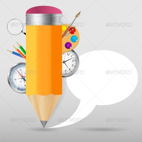 Pencil with Speech Bubble Vector Illustration - Web Technology