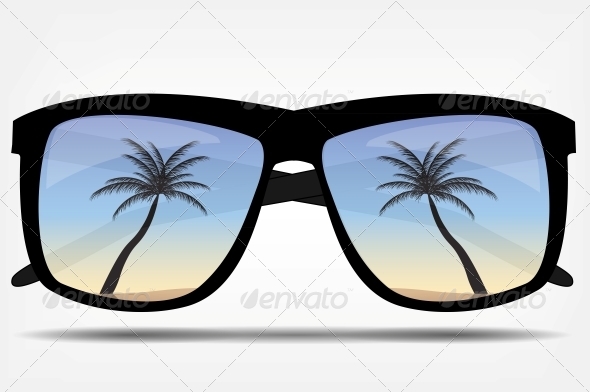 Sunglasses with a Palm Tree Vector Illustration - Seasons Nature