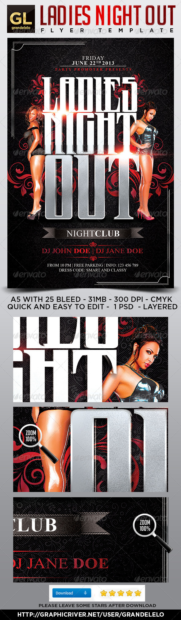 Ladies Night Flyer Template - Clubs & Parties Events