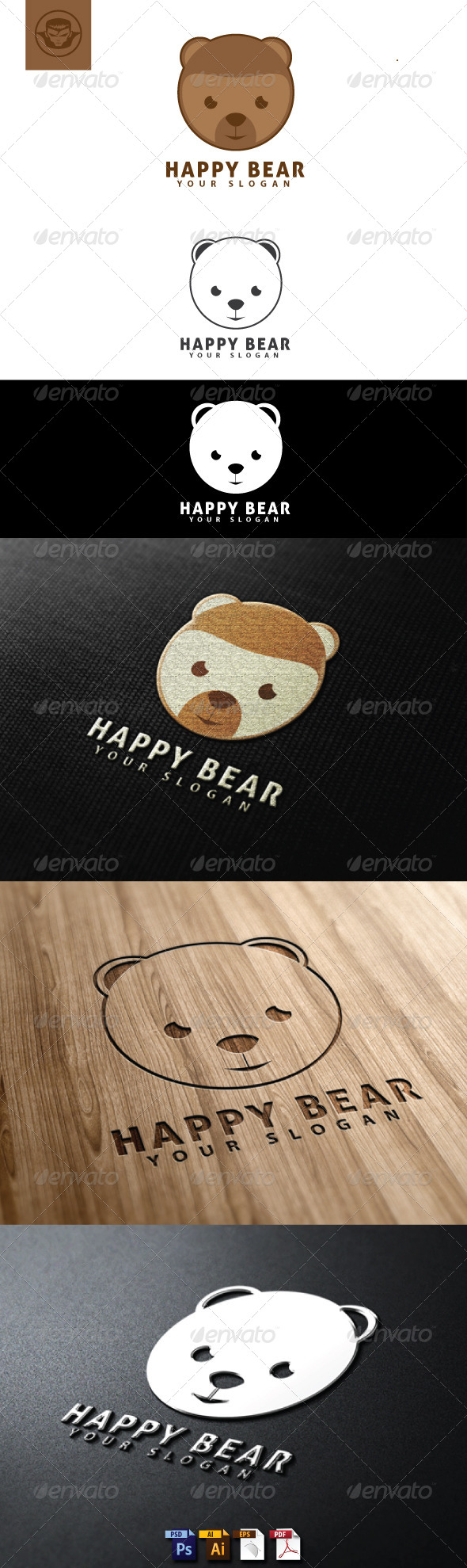 Happy Bear Logo Template - Animals Logo Templates