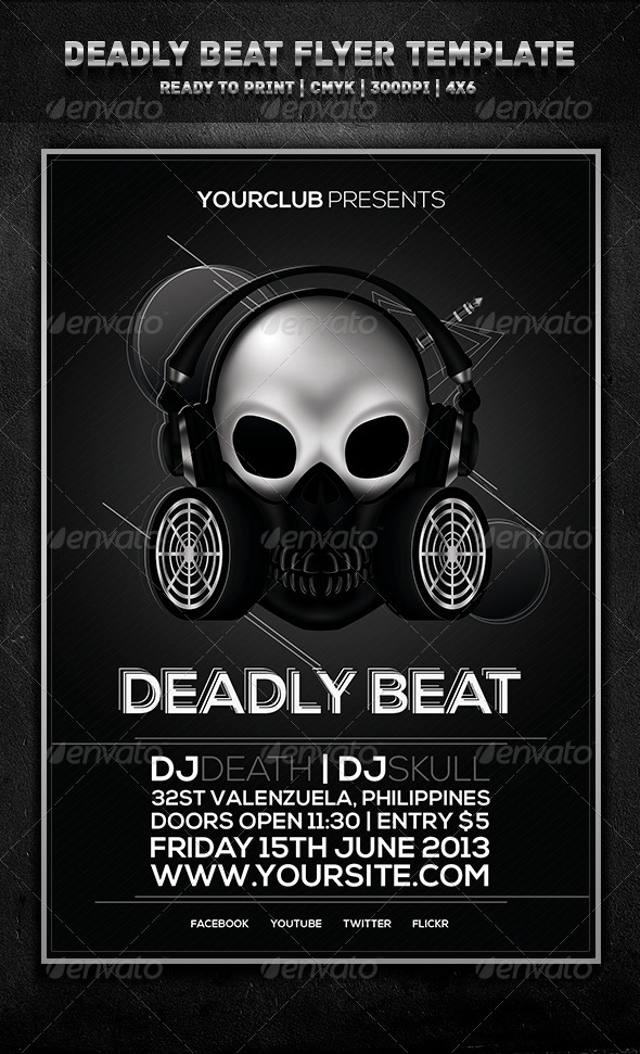 Deadly Beat Flyer Template - Clubs & Parties Events
