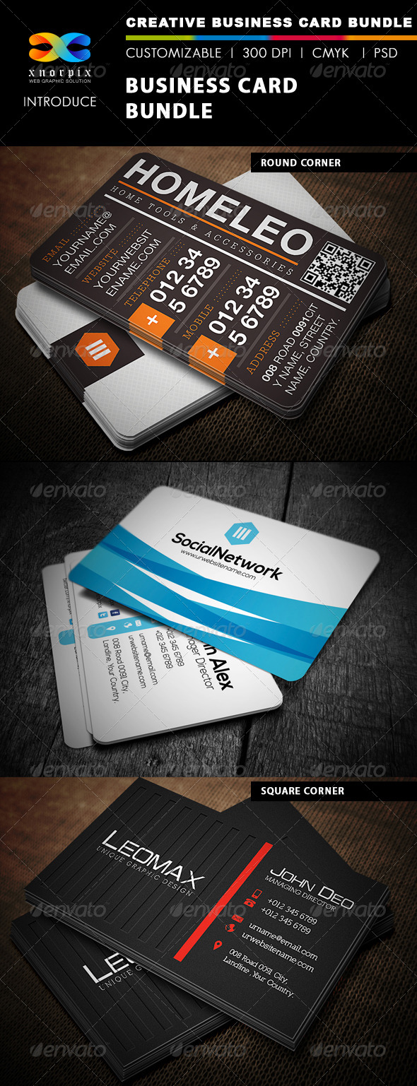 Business Card Bundle 3 in 1-Vol 1 - Corporate Business Cards
