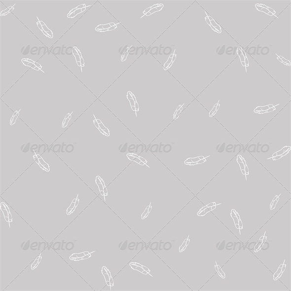 Seamless Gray Background with White Feathers - Organic Objects Objects