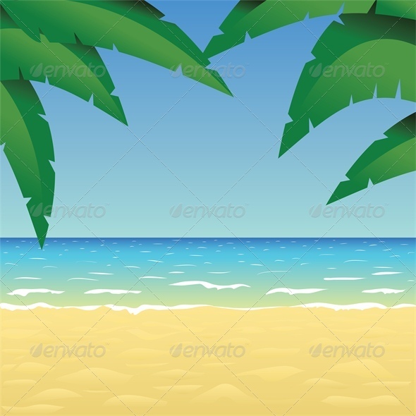 Ocean, Sand Beach and Palm - Landscapes Nature