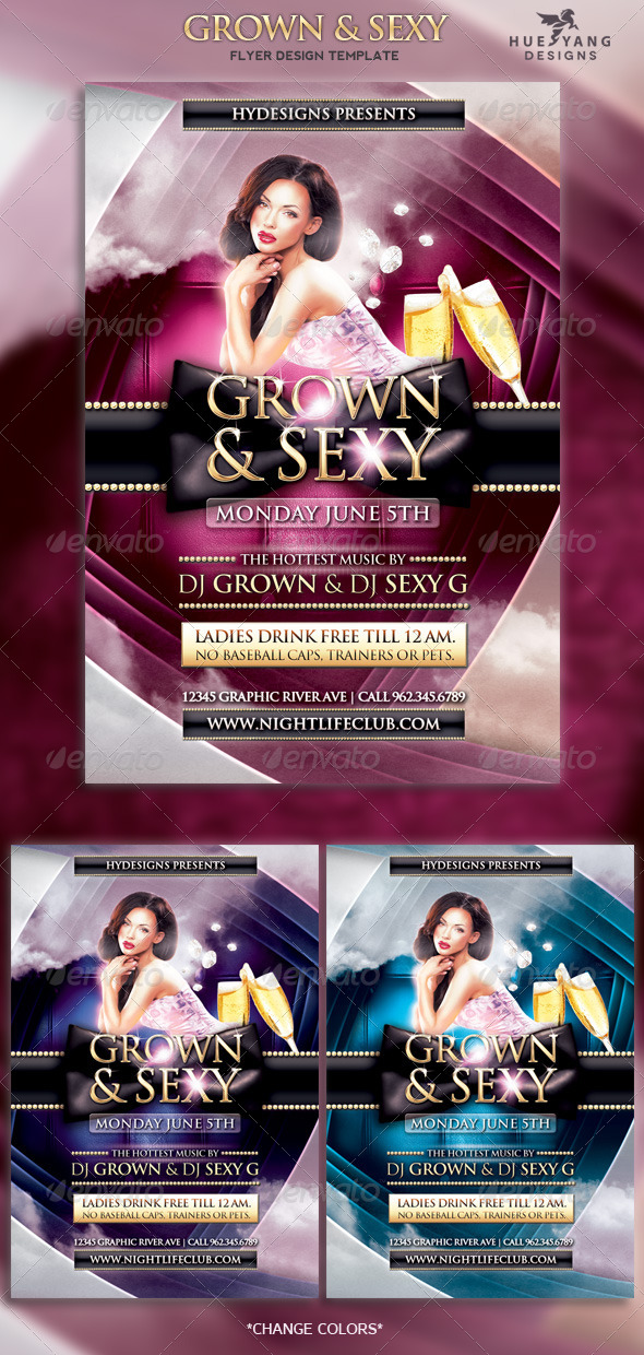 Grown and Sexy Flyer - Clubs & Parties Events