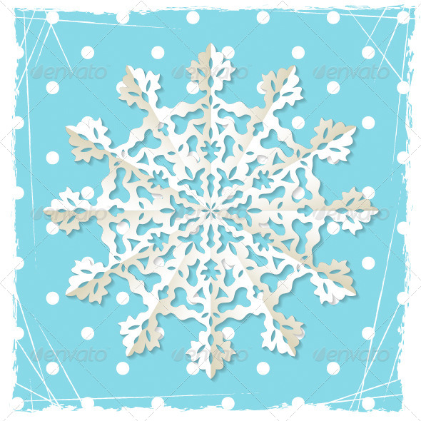 Christmas Grunge Background Origami Snowflake - Christmas Seasons/Holidays