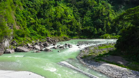Tropical Landscape, Mountain River in the Jungle. alt