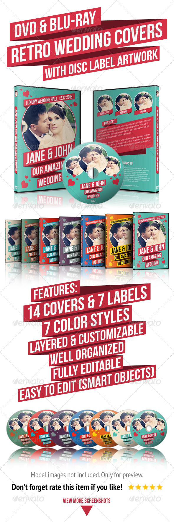 Retro Wedding DVD & Blu-ray Covers With Disc Label - CD & DVD Artwork Print Templates
