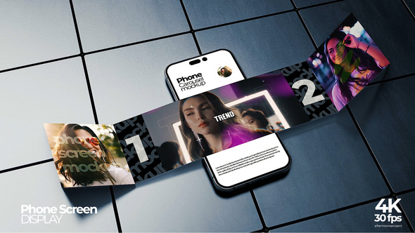 Carousel Phone Screen Mockup Video Displays template preview