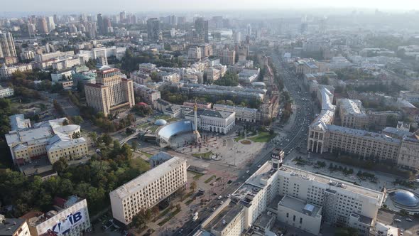 Cityscape of Kyiv, Ukraine. Aerial View, Slow Motion alt