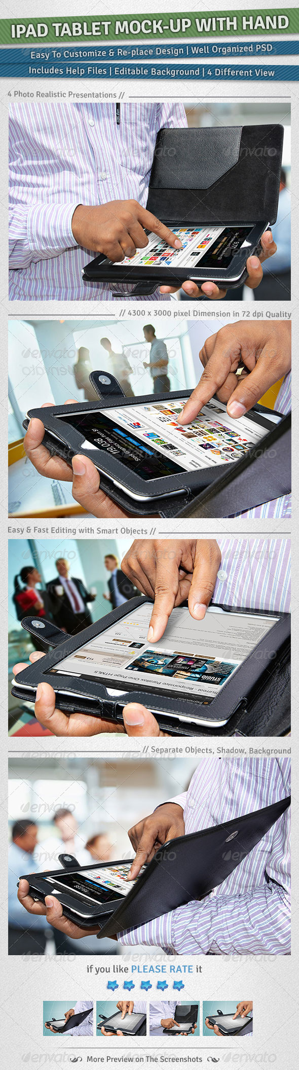 iPad Tablet Mock-up with Hand - Mobile Displays