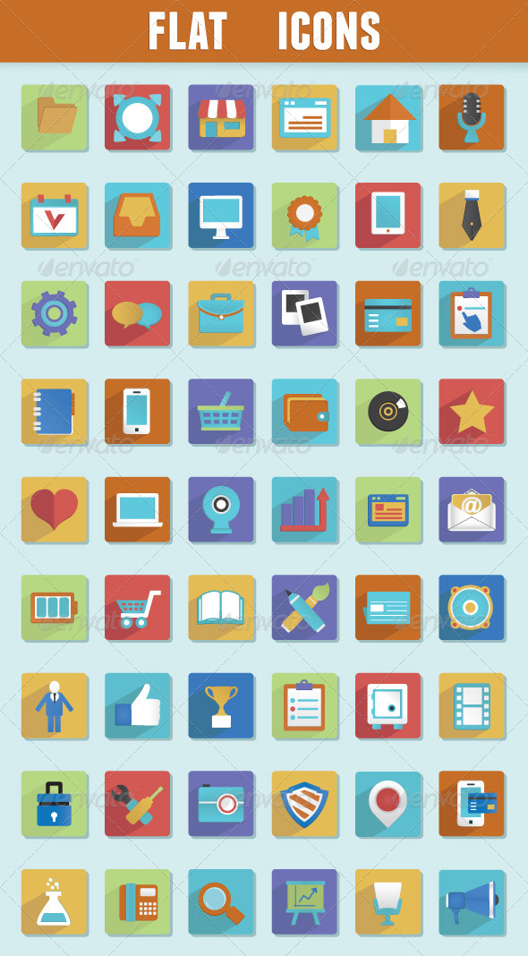 Flat Icons for Design - Media Icons