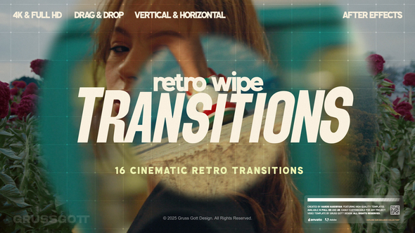 Retro Wipe Transitions Elements template preview