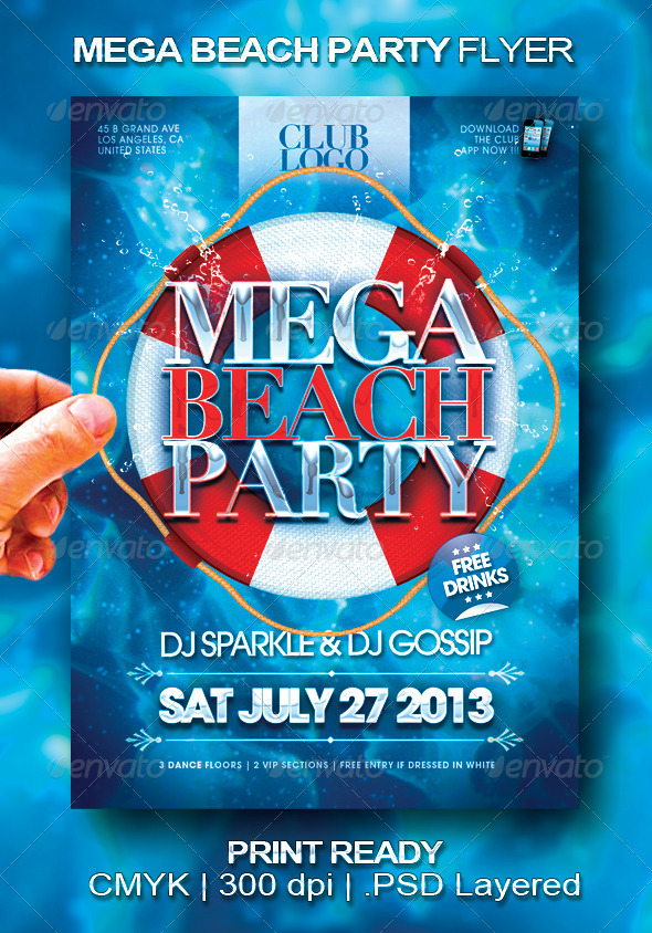 Mega Beach Party Flyer - Events Flyers