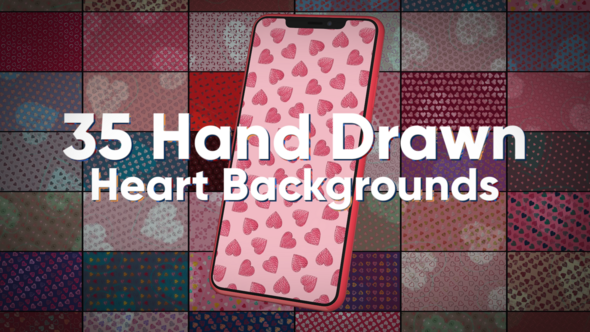 35 Hand Drawn Heart Backgrounds Elements template preview