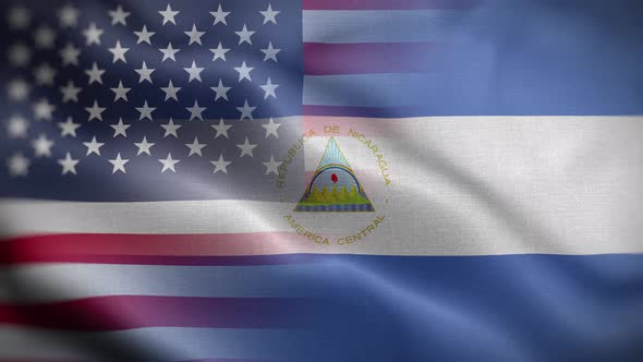 USA Nicaragua Flag Loop Background 4K