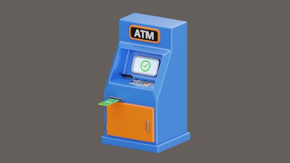 3D Animation of Cash Withdrawal from ATM alt