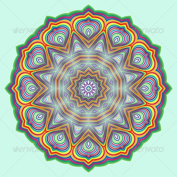 Vector Round Decorative Design Element - Flowers & Plants Nature