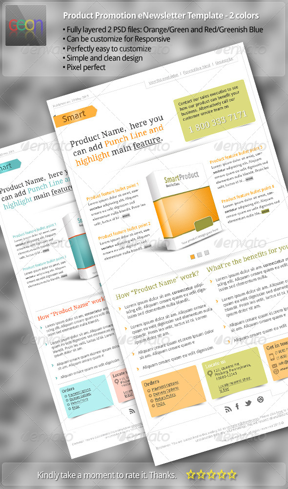 Product Promotion eNewsletter Template - 2 colors - E-newsletters Web Elements