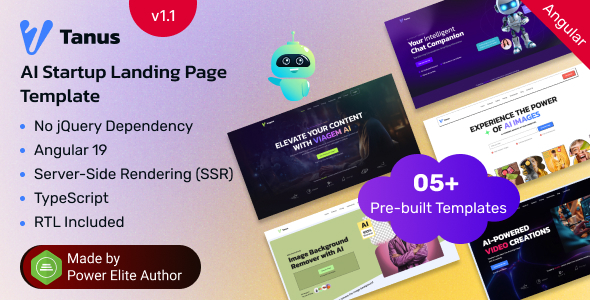 Tanus - Angular 19 AI, Crypto & Blockchain Startup Landing Page Template