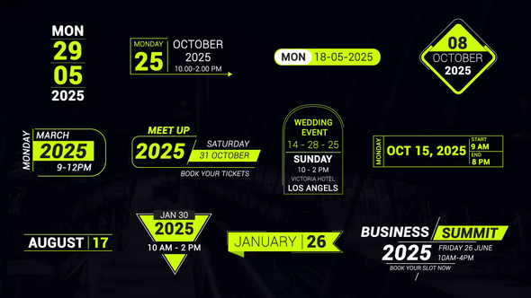 Clean Time & Date Titles Titles template preview